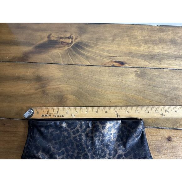 Spanx Gold & Black Faux Leather Leopard Print Leggings Mid Rise Size Small - Picture 6 of 8
